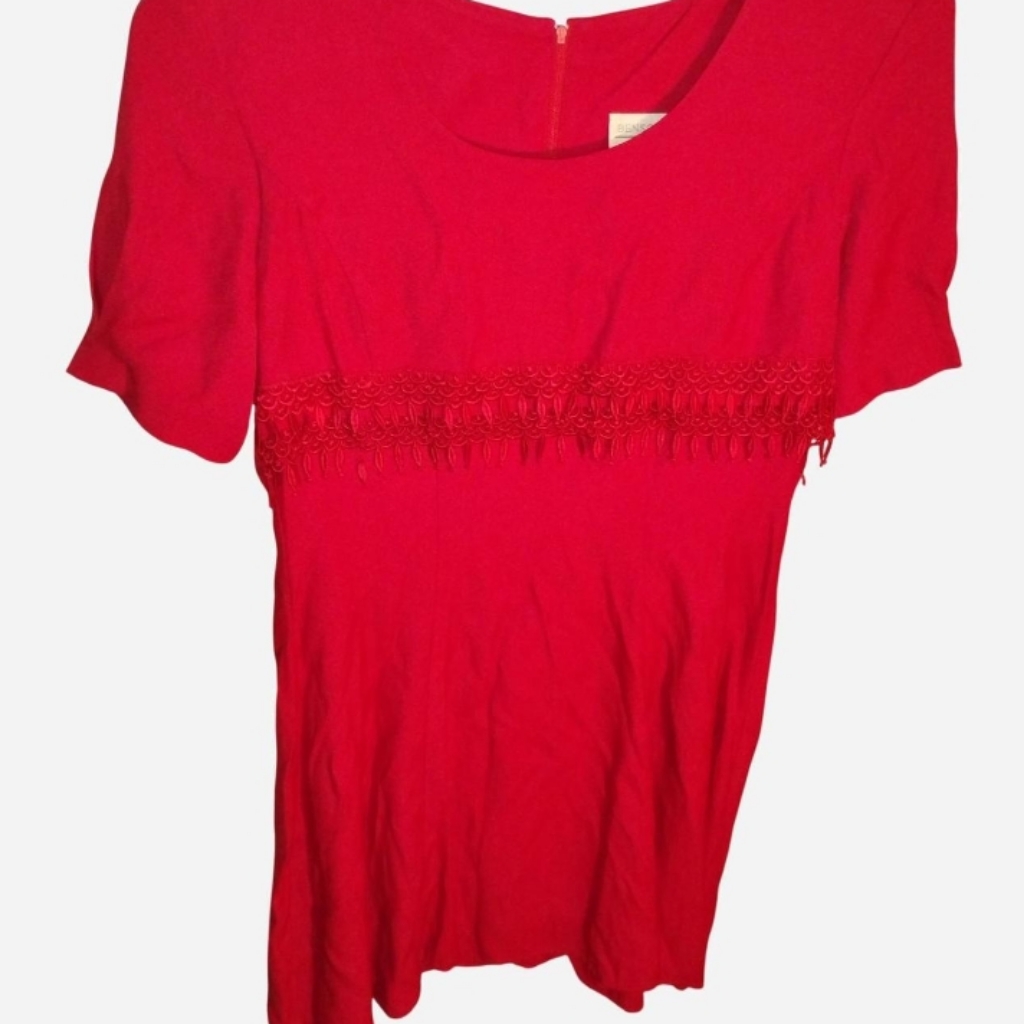 Vintage 90s Benson And Smith Red Crepe Dress - Size 7 - Romantic Whimsigothgre